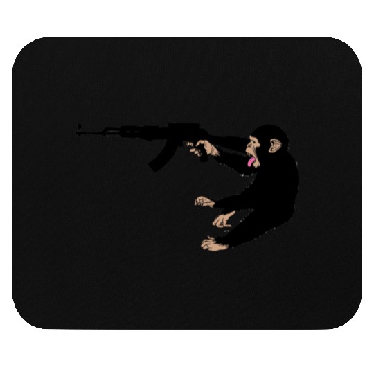 monkey holding a gun Mouse Pads