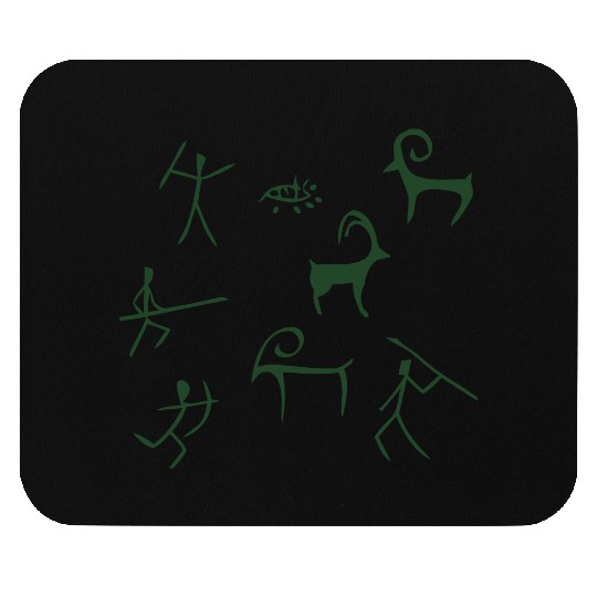Caveman hunting cave drawings Mouse Pads