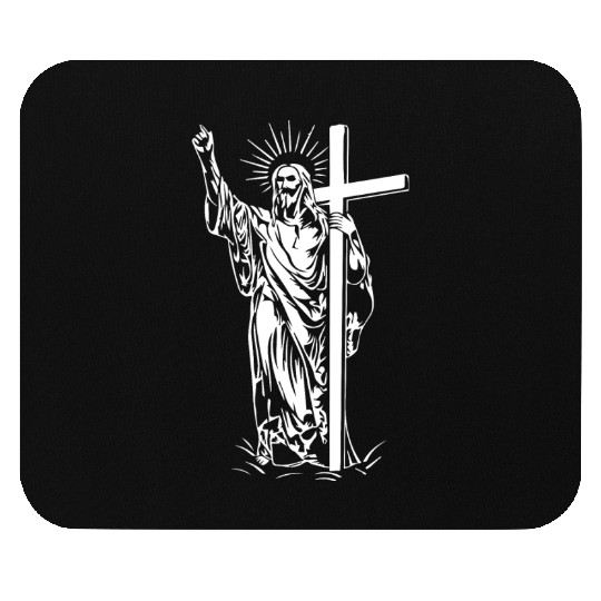 Jesus Christ and a cross Mouse Pads