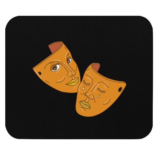 Theater Mask Comedy and Tragedy Mono Line Mouse Pads