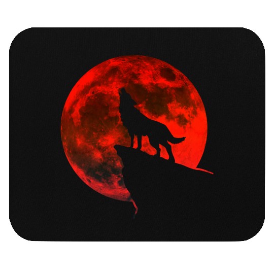 Howling wolf full blood moon space galaxy gift dog Mouse Pads