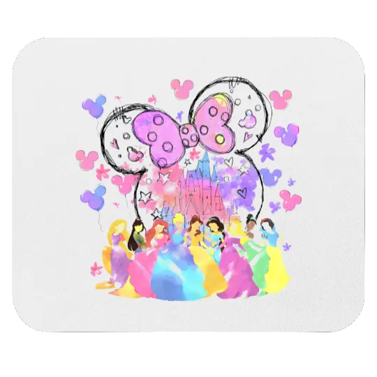 Princess Watercolor Mouse Pads, Disney Castle Mouse Pads, Disney Princess Mouse Pads, Princess Kids Mouse Pads.