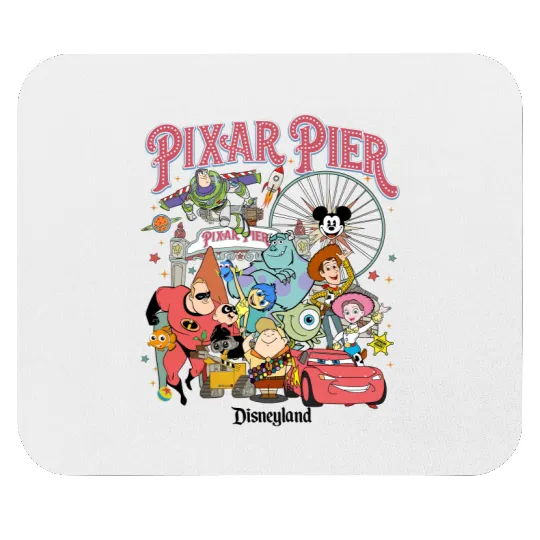 Vintage Pixar Pier Disneyland Mouse Pads, Disneyland Pixar Fest 2024 Mouse Pads, Meet me at Pixar Pier Disney Pixar Characters