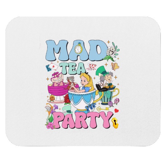 Vintage Mad Tea Party Disneyland Alice in Wonderland Mouse Pads, Floral Alice Mad Hatter