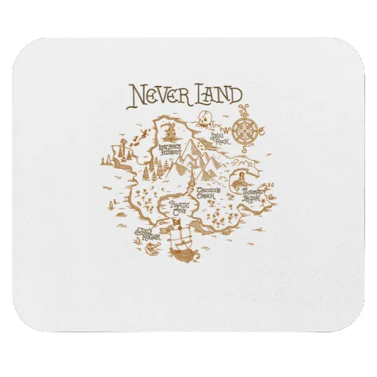 Disney Peter Pan Neverland Map Mouse Pads, Peter Pan Characters Mouse Pads