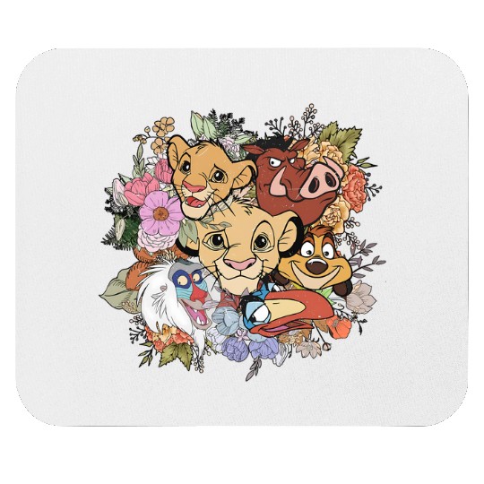 Vintage Disney Lion King Mouse Pads, Retro Lion King Floral Mouse Pads, Simba Timon Pumbaa Mouse Pads