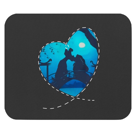 Disney Lady And The Tramp Silhouette Love Valentine's Day Mouse Pads, Disney Valentine's Day