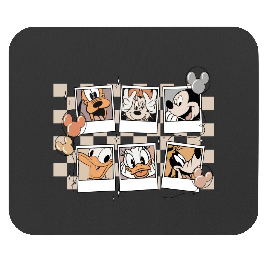 Retro Mickey And Friends Polaroid Mouse Pads, Disney Checkered Mouse Pads