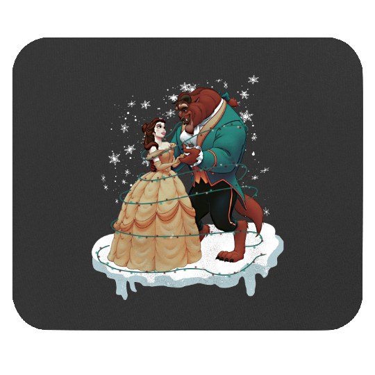Beauty and the Beast Retro Christmas Mouse Pads, Disney Princess Christmas Mouse Pads