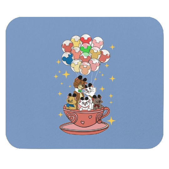 Mickey Balloon Aristocats Teacup Disney Couple Mouse Pads