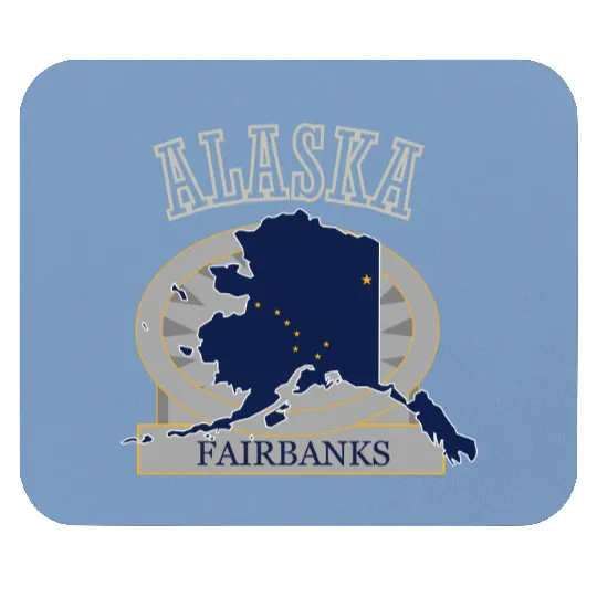 Discover Fairbanks Alaska Flag Map Mens Navy Blue Mouse Pads