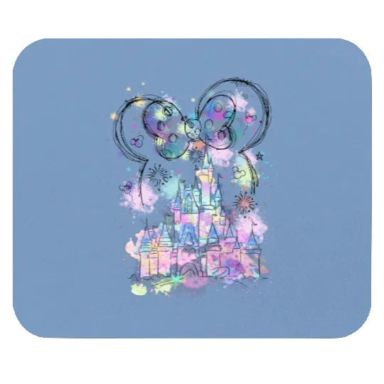 Watercolor Disney Castle Mouse Pads, Minnie Ears Magic Kingdom Mouse Pads, Disney Mouse Pads