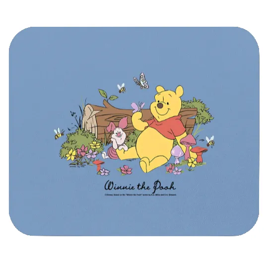 Disney Winnie The Pooh Piglet And Pooh Floral Butterfly Mouse Pads
