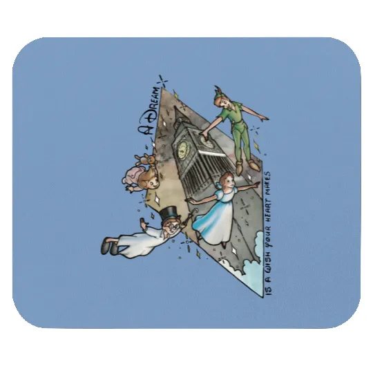 Retro 90s Disney Peter Pan Darling Flight Neverland Mouse Pads, Disney Never land map