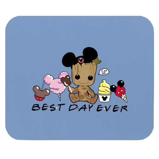 Groot Best day ever Mouse Pads, Disney snacks Mouse Pads, Cute Baby Groot Disney trip Mouse Pads, Disney world