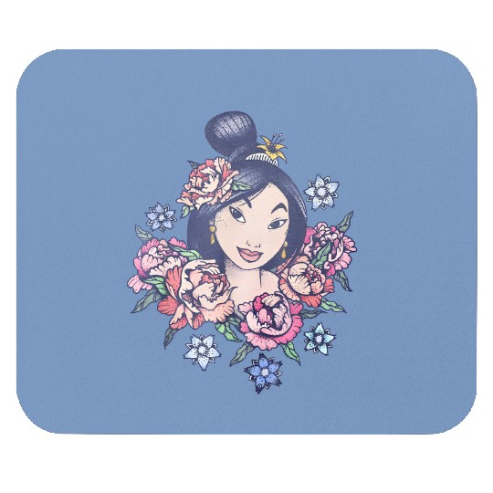 Disney Mulan Floral Sketch Portrait Mouse Pads