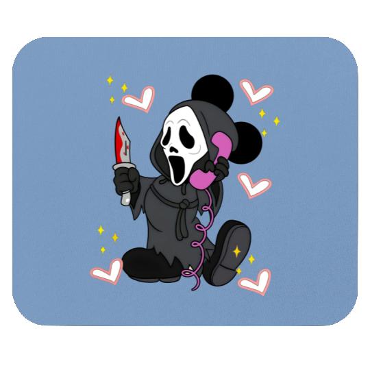 Disney Mickey Scream No You Hang Up Mouse Pads, Mickey Ghost Scream Ghostface Phone Call Mouse Pads