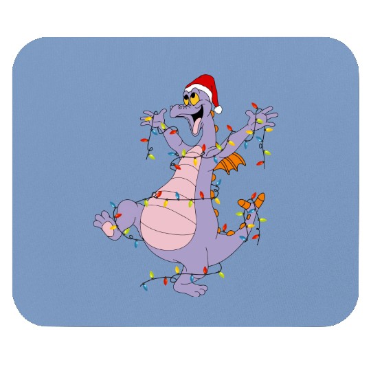 Disney Figment Christmas Lights Mouse Pads, Figment Merry Christmas Mouse Pads, Purple Dragon Epcot Disneyland Christmas Matching Family Mouse Pads