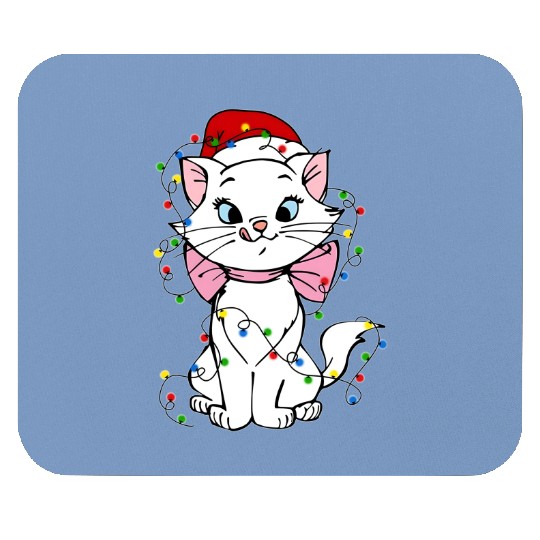 Disney Marie Aristocats Cat Santa Christmas Lights Mouse Pads