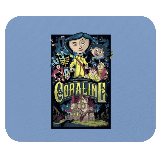 Coraline Mouse Pads, Coraline Doll Mouse Pads, Vintage Disney Halloween Party Mouse Pads