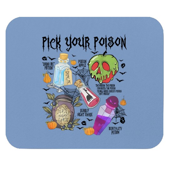 Vintage Pick Your Poison Disney Halloween Mouse Pads, Disneyland Villain Halloween Mouse Pads, Disney Villains Mouse Pads, Disneyworld Mouse Pads