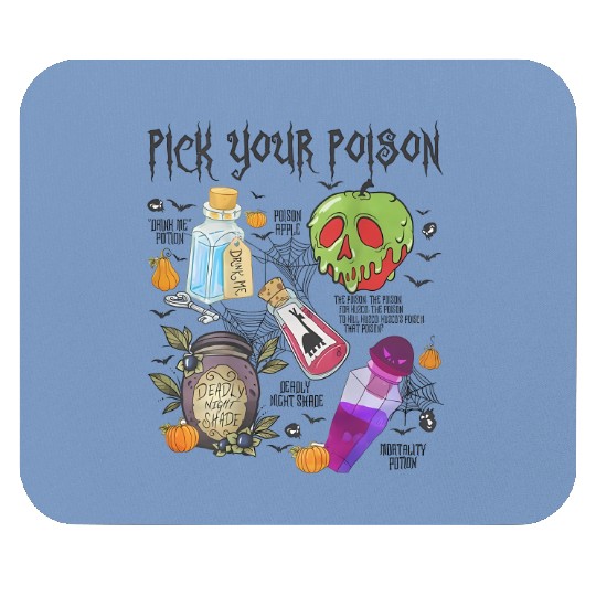 Vintage Pick Your Poison Disney Halloween Mouse Pads, Disneyland Villain Halloween Mouse Pads, Disney Villains Mouse Pads, Disneyworld Mouse Pads