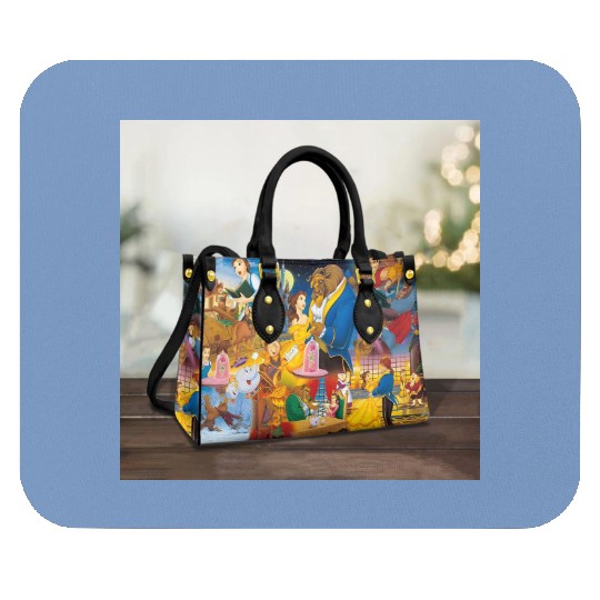 Beauty and the Beast Women Handbag, Christmas Disney Characters Leather Bag Mouse Pads
