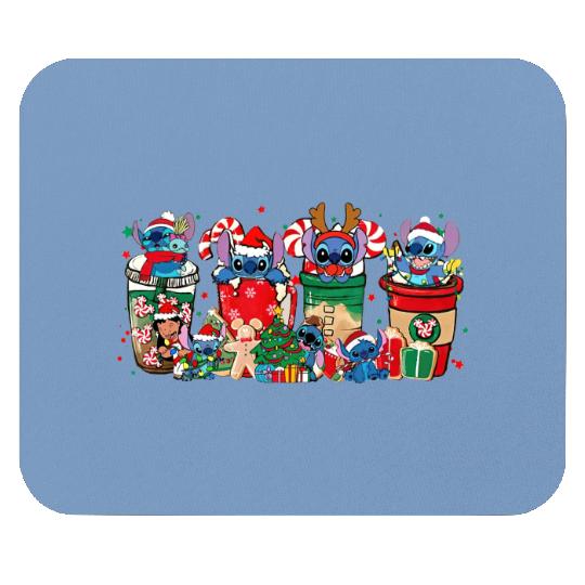 Disney Christmas Stitch Coffee Latte Mouse Pads