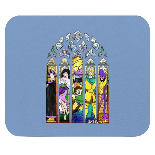 Discover Disney Hunchback of ND Stained Glass Color Mouse Pads, Quasimodo Unisex Mouse Pads, Esmeralda Mouse Pads, Disnetland Family Trip 2023.
