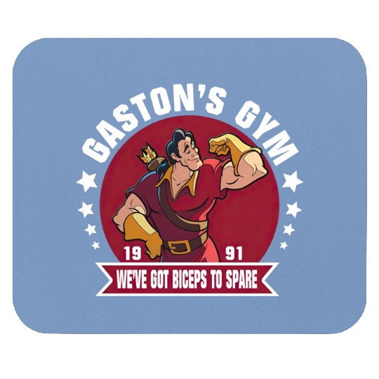 Disney Beauty and The Beast Gaston's Gym We've Got Biceps To Spare Mouse Pads, Cartoon Mouse Pads, Cute Mouse Pads, Gift For Family