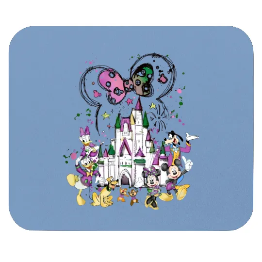 Disney Mardi Gras Watercolor Mouse Pads, Disney Castle Mardi Gras, Mickey and Friends Mardi Gras Mouse Pads