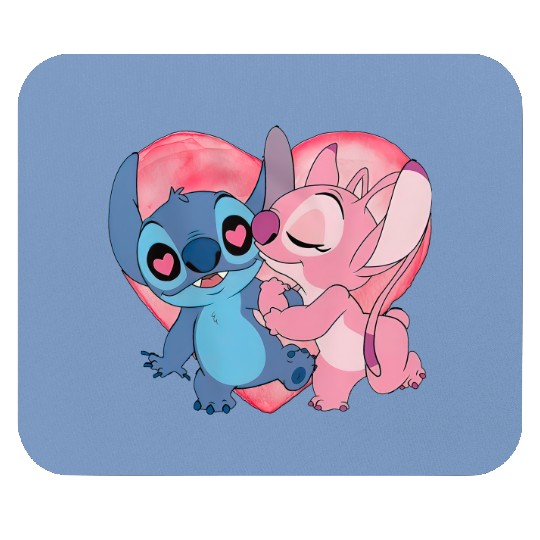 Disney Stitch And Angel Valentine's Day Mouse Pads, Lilo and Stitch Valentine Couple Mouse Pads