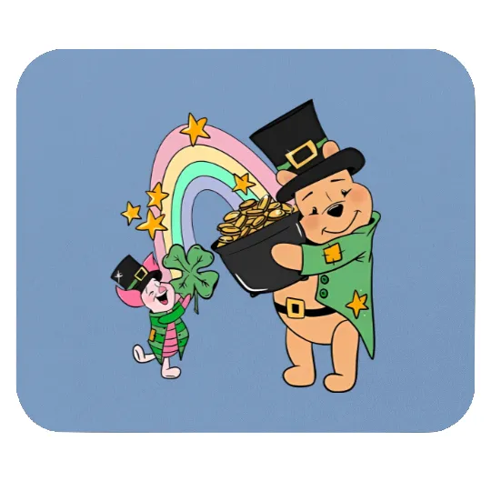 Pooh Bear St Patricks Day Mouse Pads, Disney St Patricks Day Mouse Pads, Magic St Patricks Day
