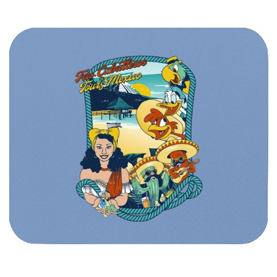 Latin American Disney Cartoon Three Caballeros Mouse Pads, Tres Caballeros Tours of Mexico Mouse Pads
