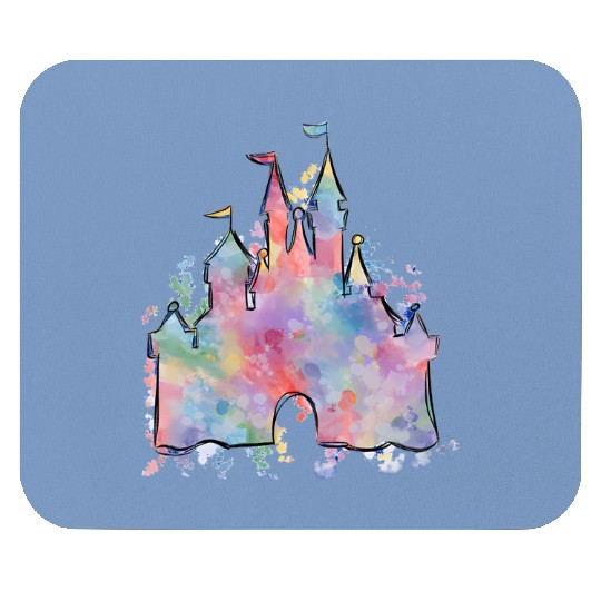Watercolor Castle Mouse Pads, Princess Castle Mouse Pads, Magic Kingdom Disney World 50th Anniversary