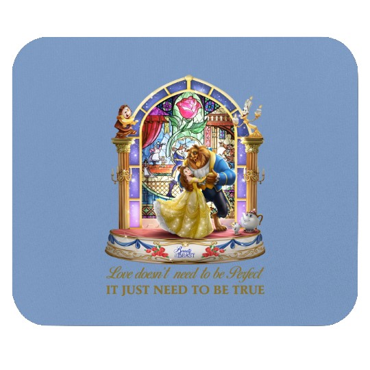 Disney Beauty and The Beast Stained Glass Rose Mouse Pads, Belle Princess Mouse Pads