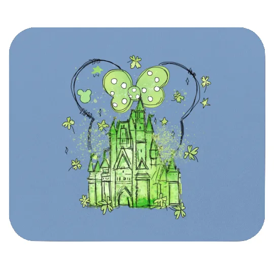 Disneyland St Patricks Day Mouse Pads, Clover Disney Castle Minnie Mouse Mouse Pads