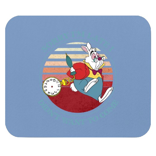 Disney Alice In Wonderland White Rabbit Sorry I Am Late Mouse Pads , Vintage Disneyland  Family Matching Vacation Mouse Pads