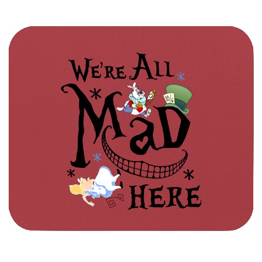 Disney Alice In Wonderland Cheshire Cat We're All Mad Here Retro Mouse Pads,