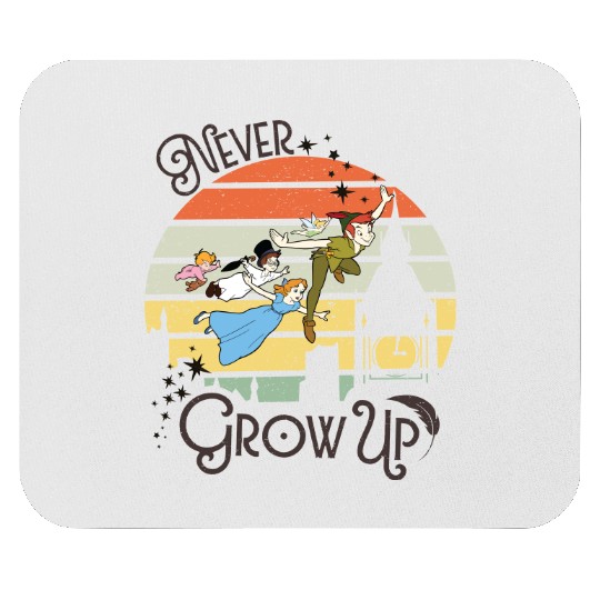 Never grow up vintage Disney Mouse Pads, Peter Pan Vintage retro Mouse Pads, Disney trip 2023 Mouse Pads