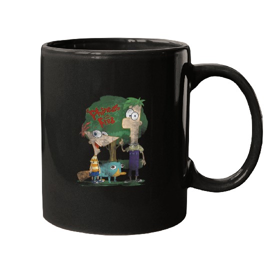 Disneys Phineas And Ferb Hanging Out With Perry Distressed Mugs