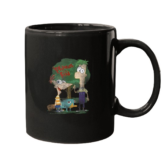 Disneys Phineas And Ferb Hanging Out With Perry Distressed Mugs