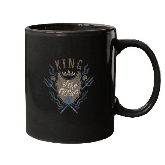 Disneyss The Little Mermaid King Of The Ocean Distressed Crest Mugs