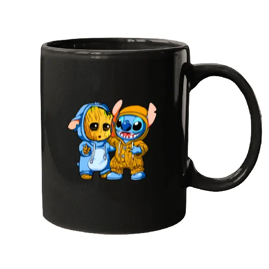 Stitch And Groot Mugs, Disney Mugs, Movie Mugs, Friend Mugs