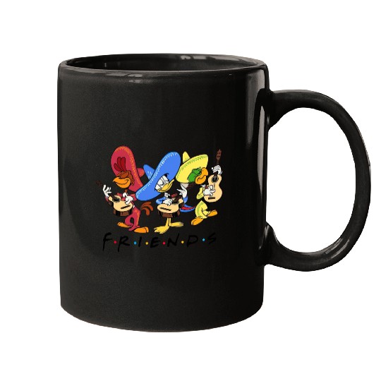 Disney Three Caballeros Mexico Mugs, Donald Duck Jose Carioca Panchito Friends Mugs