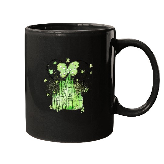Disneyland St Patricks Day Mugs, Clover Disney Castle Minnie Mouse Mugs