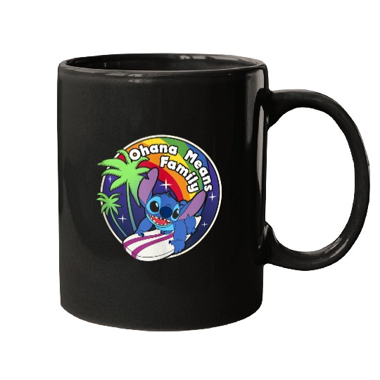 Disneyss Lilo Stitch Rainbow Surf Stitch Ohana Means Family Mugs