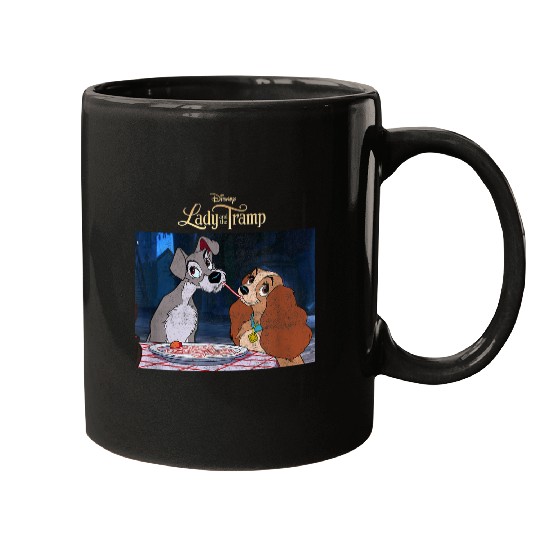 Disneyss Lady And The Tramp Classic Spaghetti Scene Poster Mugs