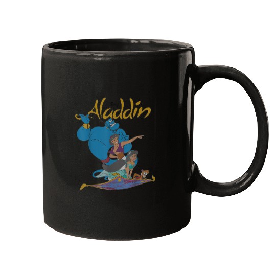 Disneyss Aladdin Vintages Group Shot Logo Mugs