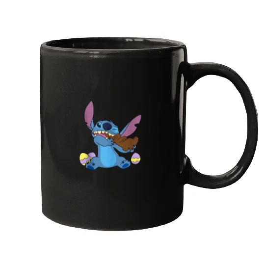Disney Stitch Eats Chocolate Bunny Easter Mugs